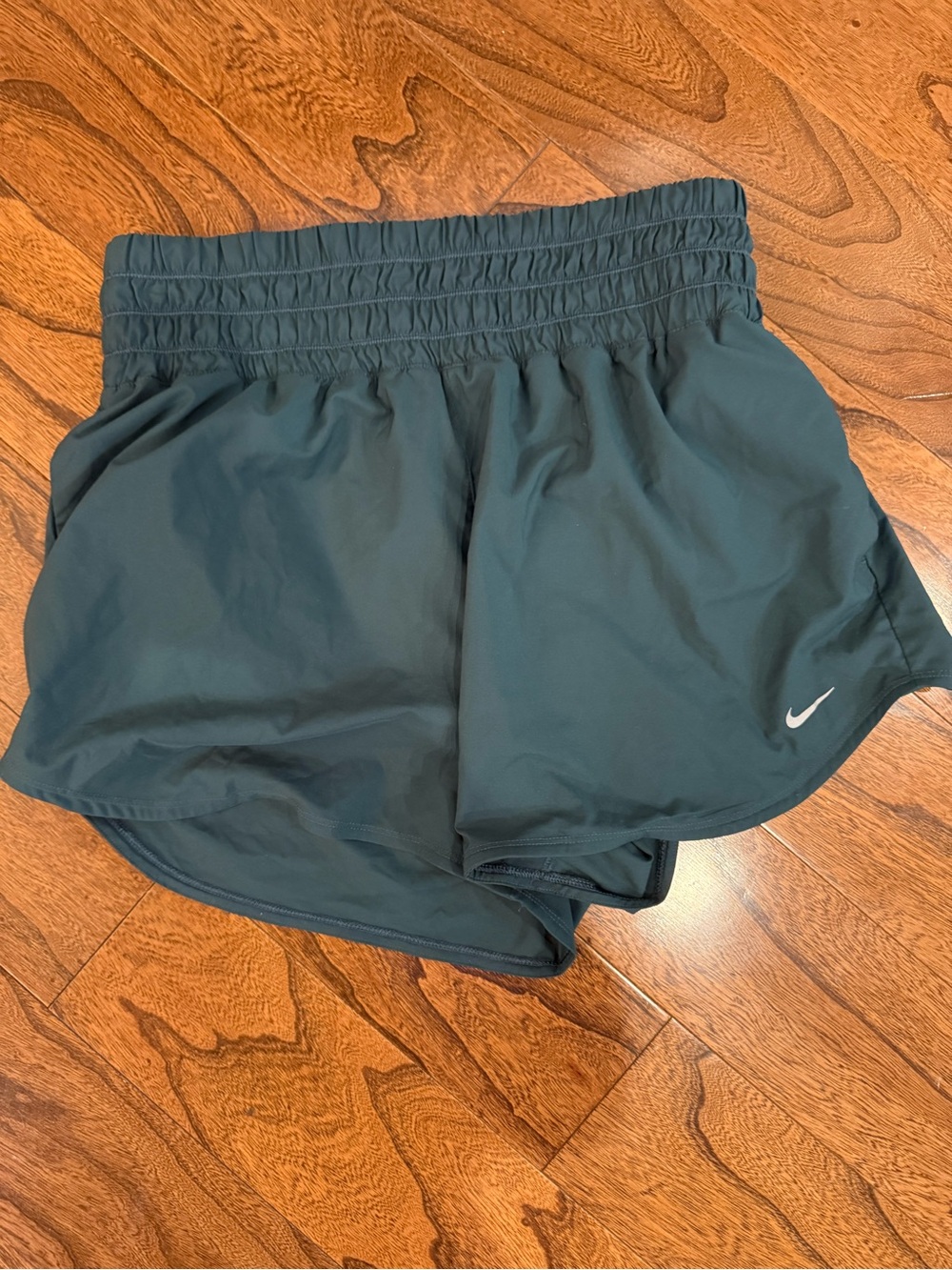 Nike Women's Teal Athletic Shorts with Smocked Waistband